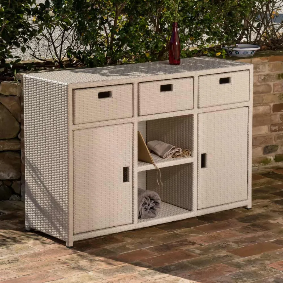 Trädgårdsskåp i handvävd polyrattan - Zoltan Viadurini