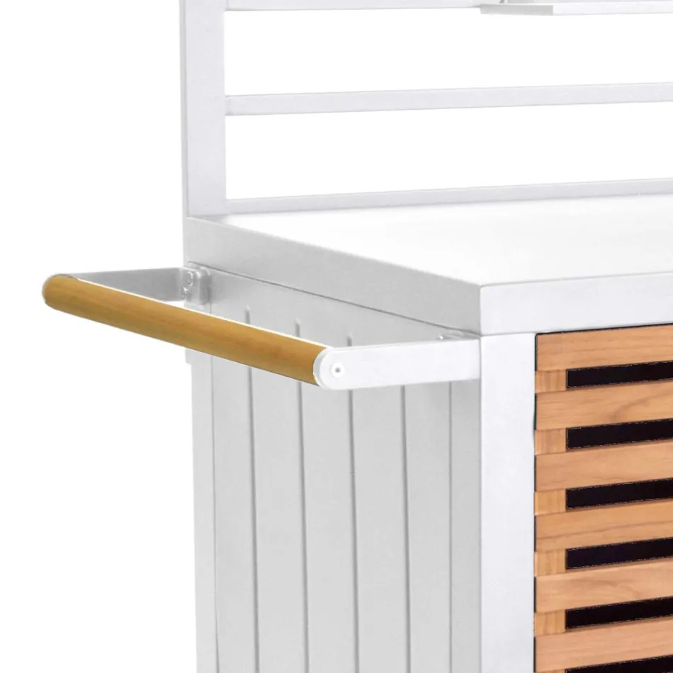 Trädgårdsskåp av aluminium och brasiliansk teak - Dagbok Viadurini