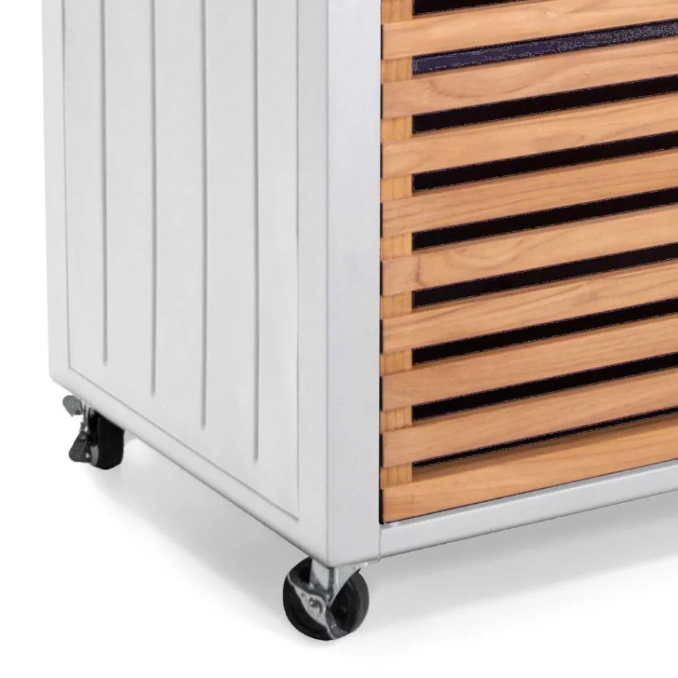 Trädgårdsskåp av aluminium och brasiliansk teak - Dagbok Viadurini