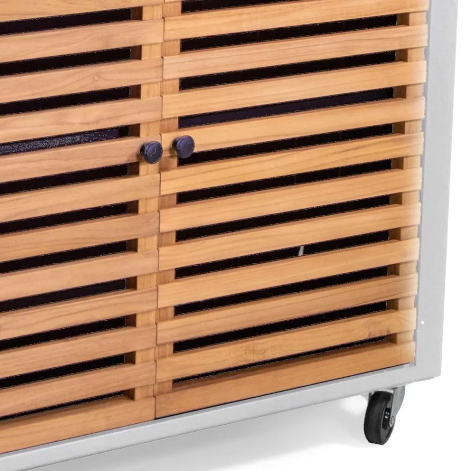 Trädgårdsskåp av aluminium och brasiliansk teak - Dagbok Viadurini