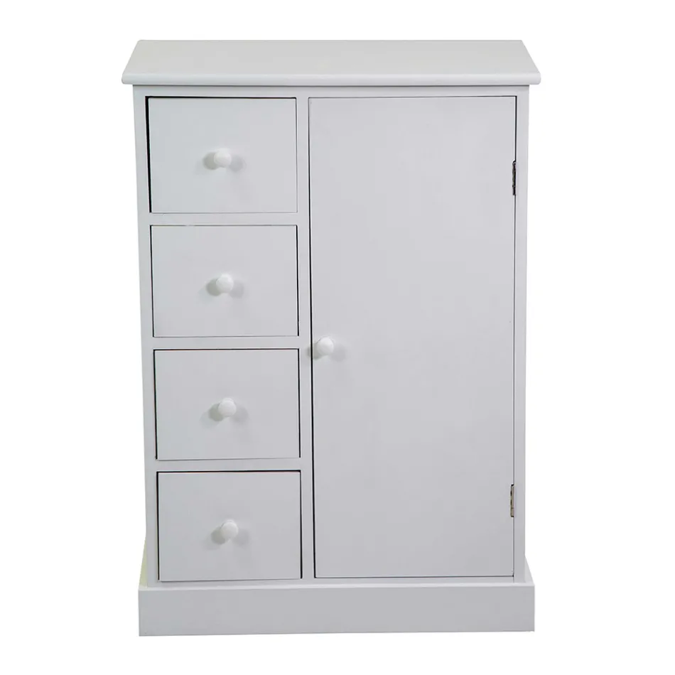 Träskåp för inomhusbruk med 1 dörr och 4 lådor - Meduse Viadurini