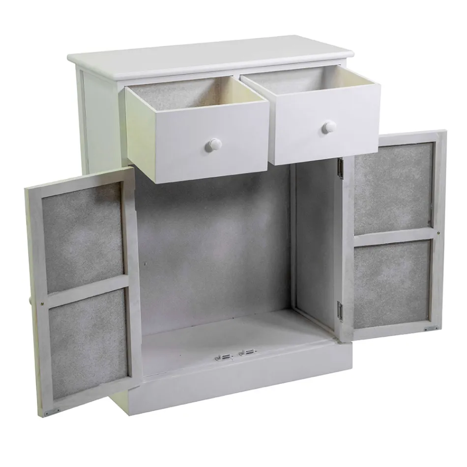 Träskåp för inomhusbruk med 2 dörrar och 2 lådor - Meduse Viadurini