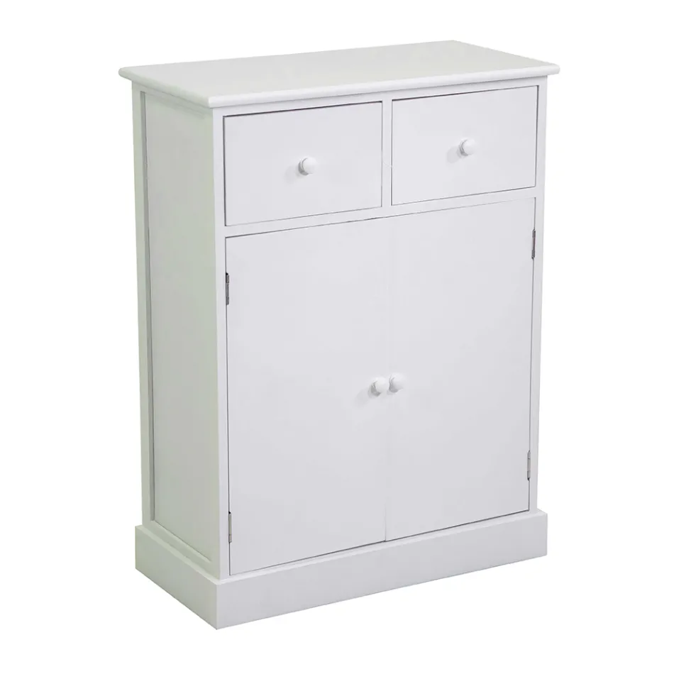 Träskåp för inomhusbruk med 2 dörrar och 2 lådor - Meduse Viadurini