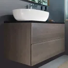 Upphängda badrumsmöbler i trä, metall och keramik W96 cm, Precious - Renga Viadurini