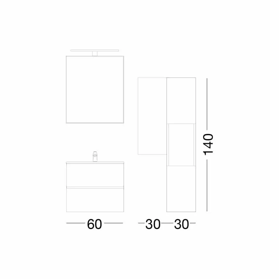 Hängande design badrumsmöbler i Melamine Walnut - Becky Viadurini