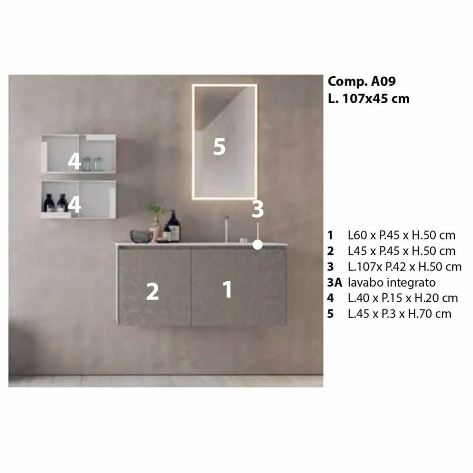 Hängande designmöbler, modern badrumskomposition - Callisi9 Viadurini