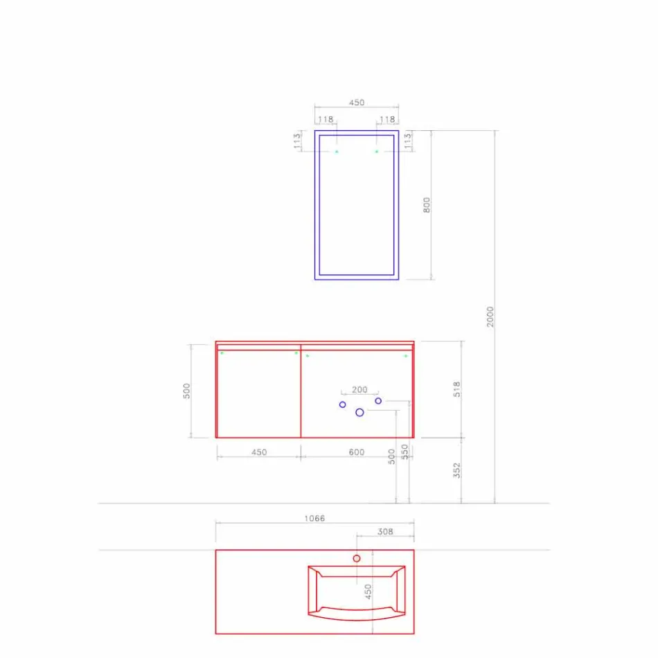 Hängande designmöbler, modern badrumskomposition - Callisi9 Viadurini