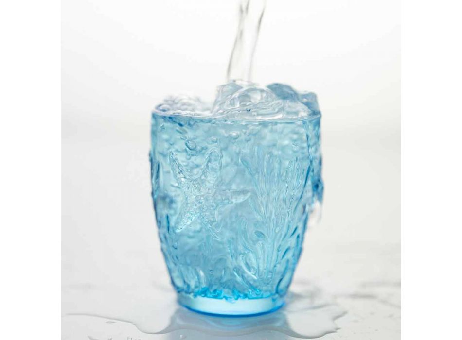 Moderna blåfärgade glasögon 6 delar vattenservice - Mazara Viadurini