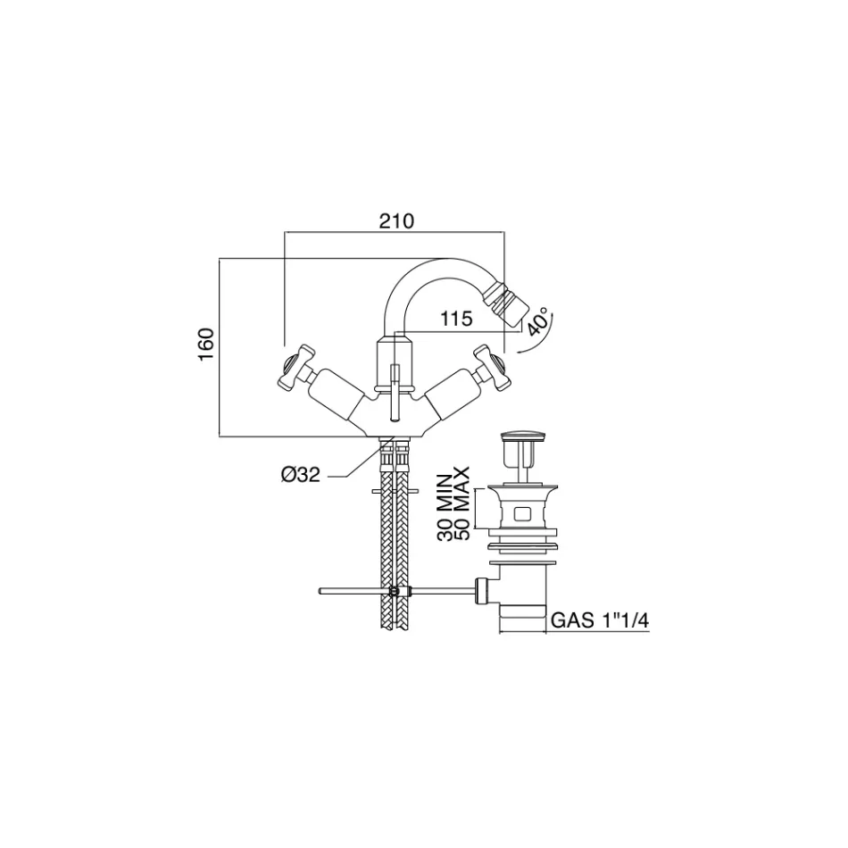 Enkelhålsbidé i kraftig mässing med avfall tillverkad i Italien - Polignano Viadurini