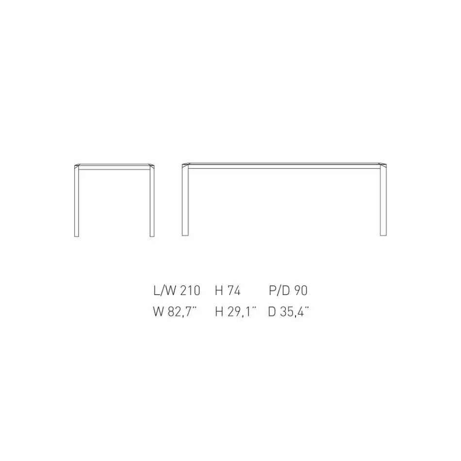 Mitt hem Bebop designbord vit marmor H74xL210cm gjord i Italien Viadurini