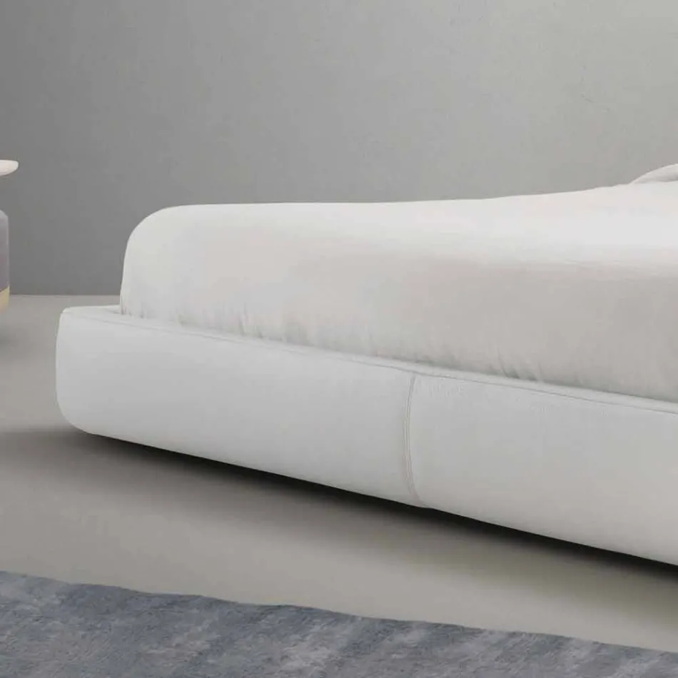 My Home Long Island vadderade läder dubbelsäng gjord i Italien Viadurini