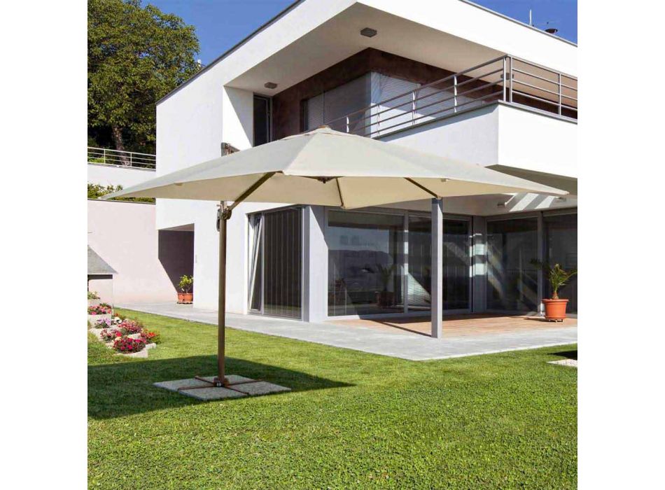 3x3 paraply utomhus med polyesterduk och aluminiumstång - Texas Viadurini