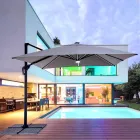 3x3 utomhusparaply i grå polyester och antracitfärgad aluminium - Coby Viadurini