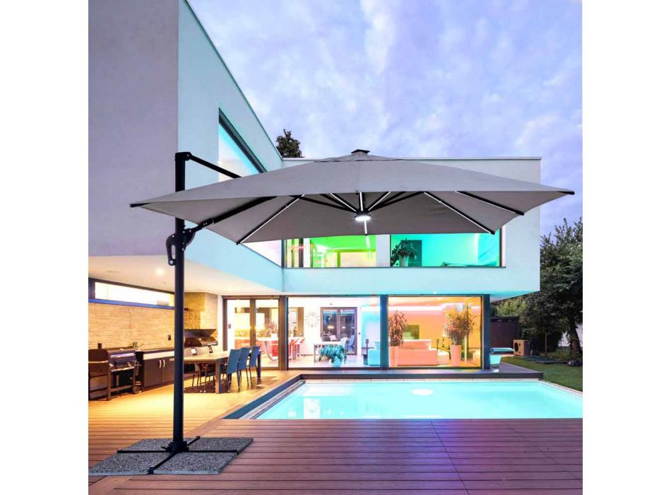 3x3 utomhusparaply i grå polyester och antracitfärgad aluminium - Coby Viadurini