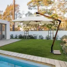 Utomhusparaply i trä och Ecru Polyester 3x4, Homemotion - Passmore Viadurini