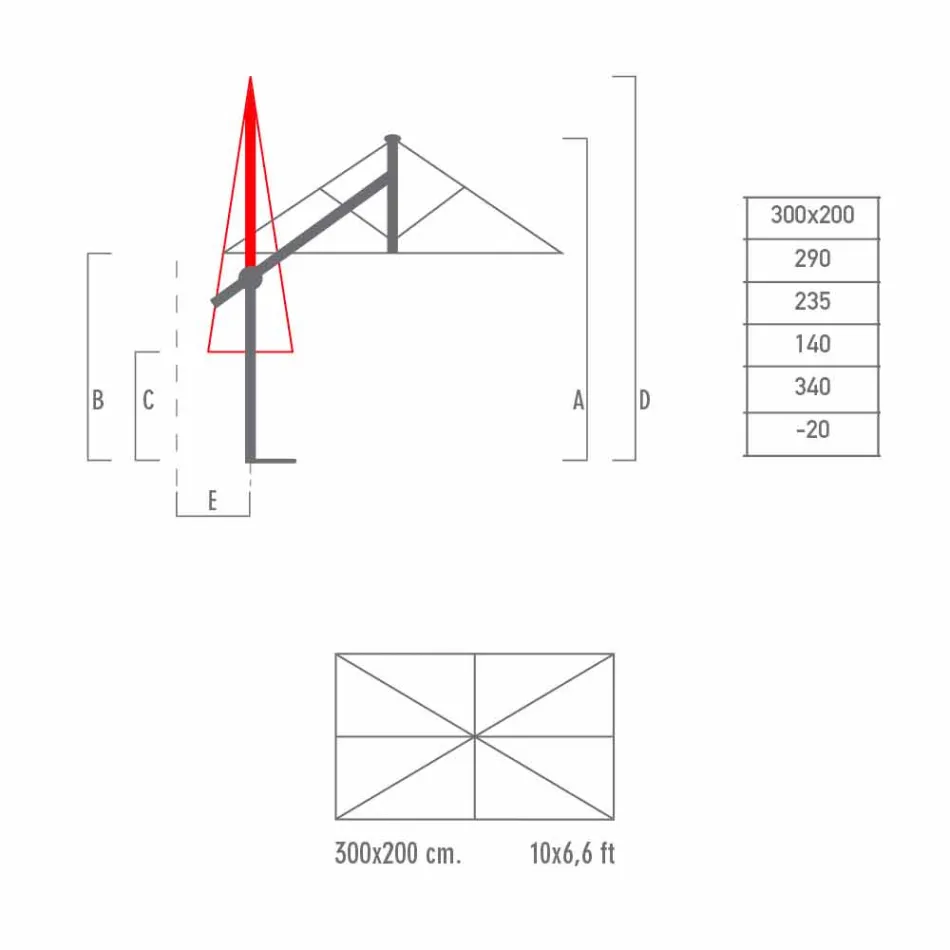 Trädgårdsparaply i vitt eller antracit aluminium 300x200 cm - Lapillo Viadurini