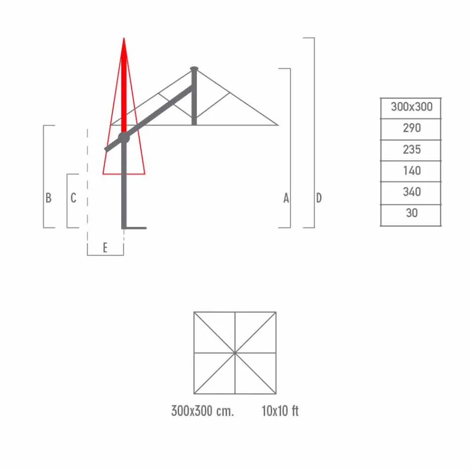 Trädgårdsparaply i vitt eller antracit aluminium 300x300 cm - Lapillo Viadurini