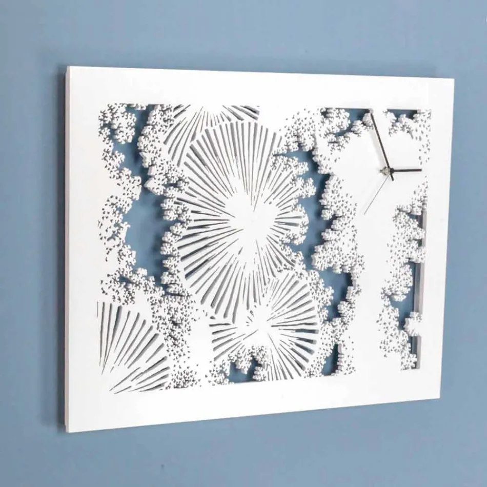 Designväggklocka i vitt trä eller rektangulär duva - Artificio Viadurini