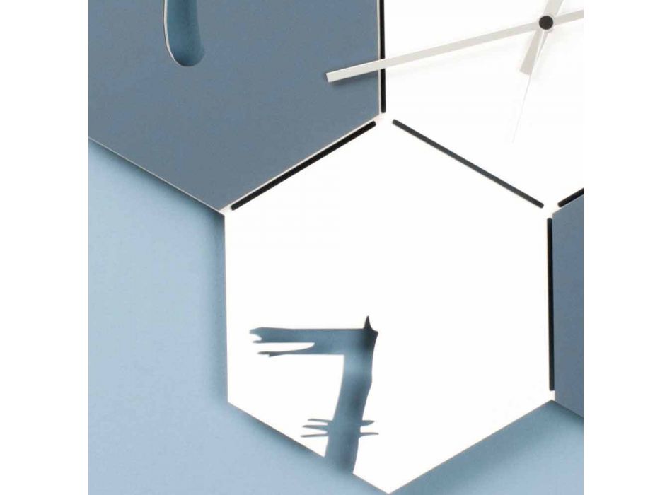 Stor väggklocka i färgad trä sexkantig modern design - Nidodape Viadurini