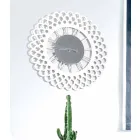 Vit träväggklocka Stor och modern blommig design - Gerbera Viadurini