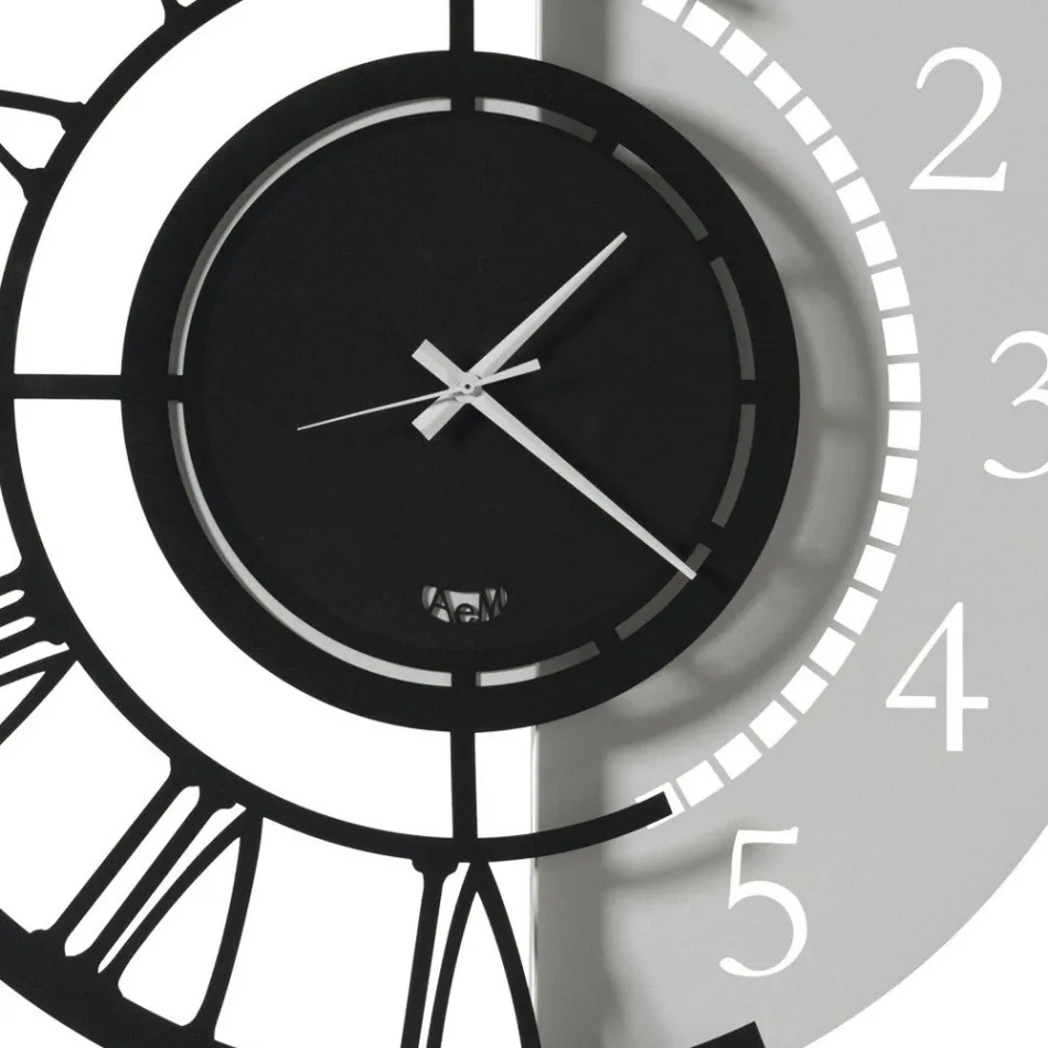 Modern rund design järn väggklocka dubbel numrering - Kassio Viadurini