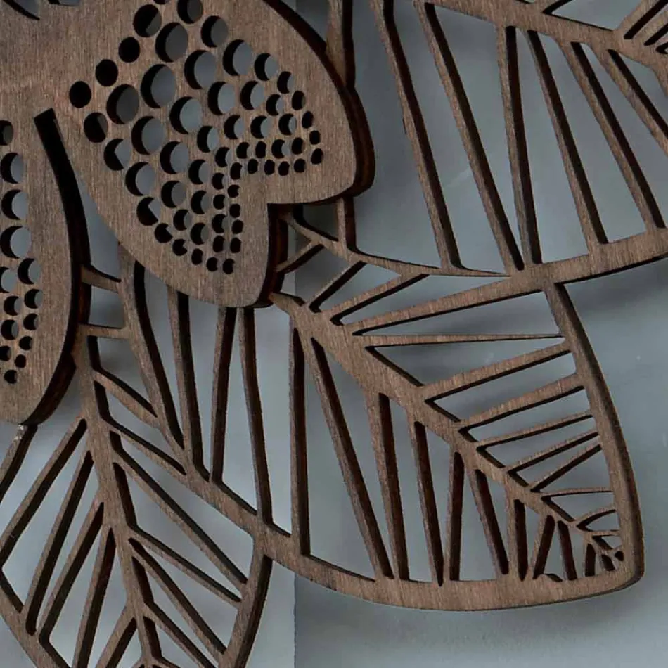 Väggklocka i ljust eller mörkt trä med modern blommadesign - Aquilegia Viadurini