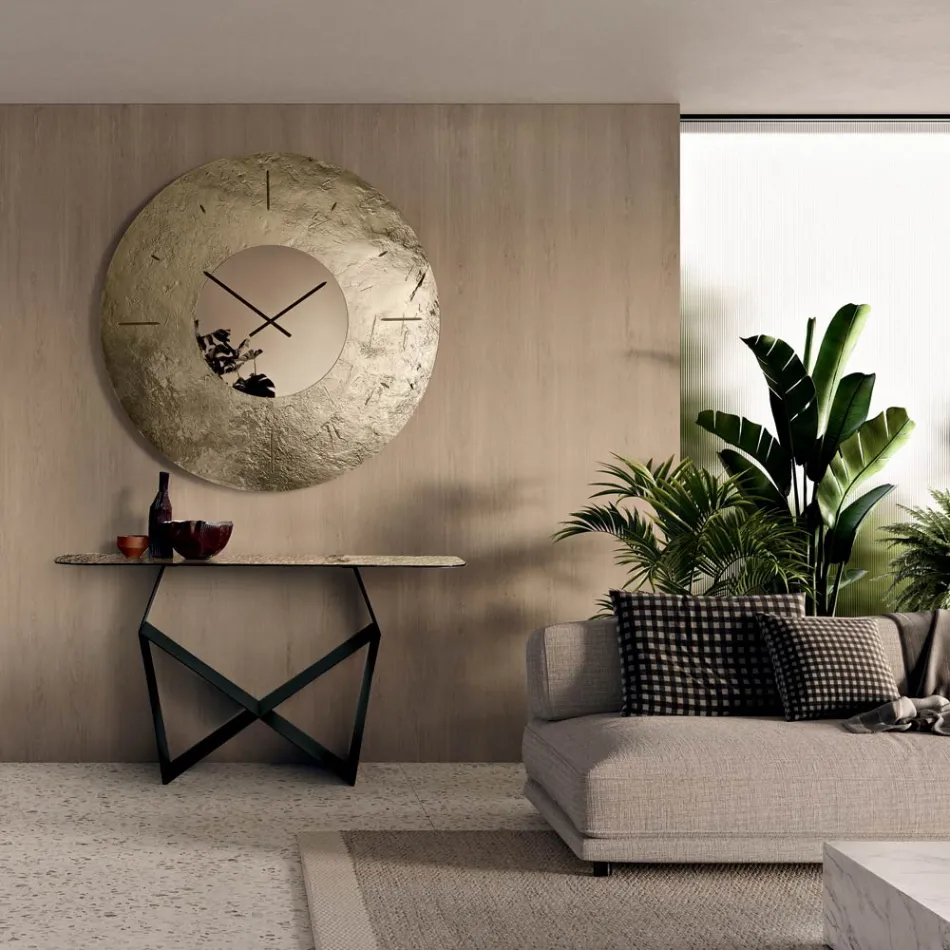 Cinzia - Hamrad baksida med försilvrad smält glasväggklocka Tillverkad i Italien Viadurini