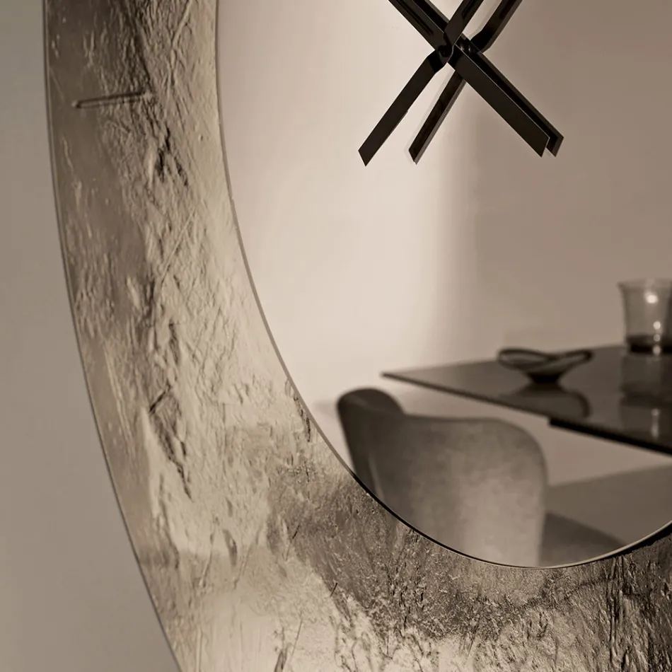 Cinzia - Hamrad baksida med försilvrad smält glasväggklocka Tillverkad i Italien Viadurini