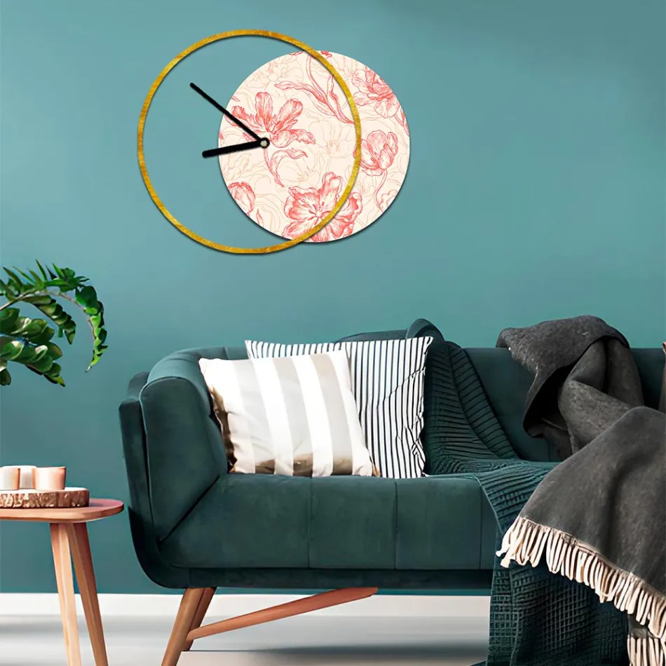 Klocka med trä och tryckt panel Tillverkad i Italien - Malawi Viadurini