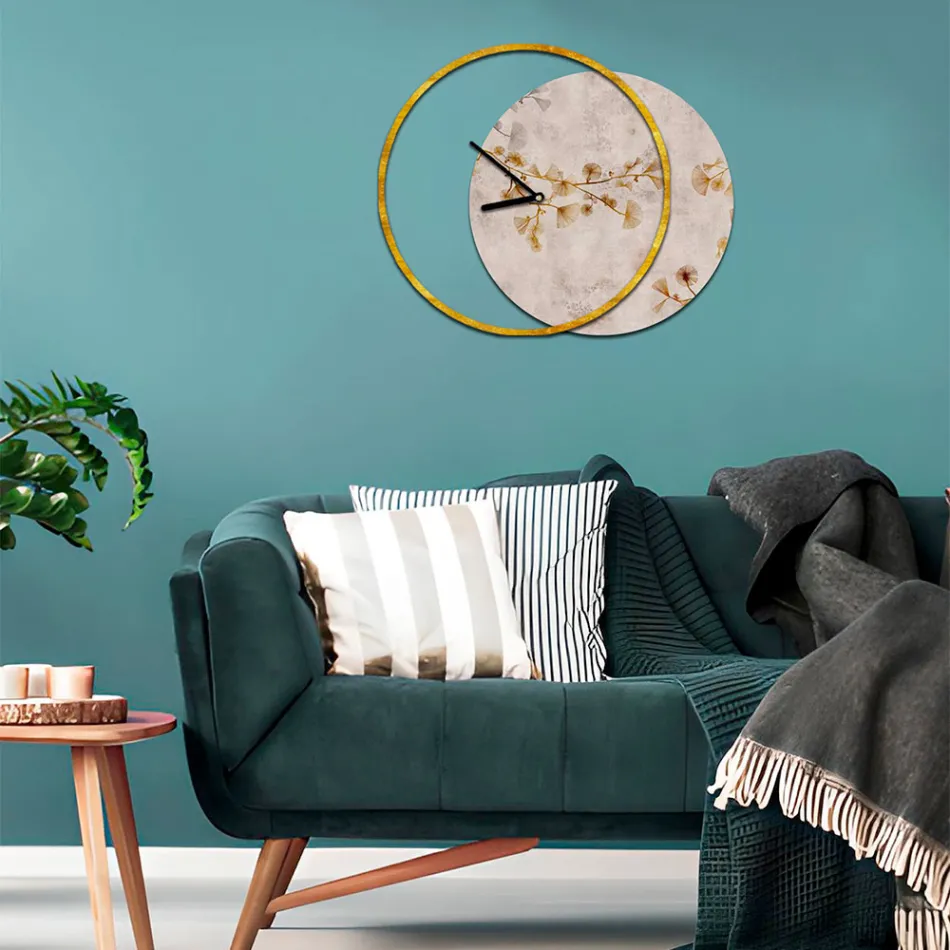 Klocka med trä och tryckt panel Tillverkad i Italien - Malawi Viadurini