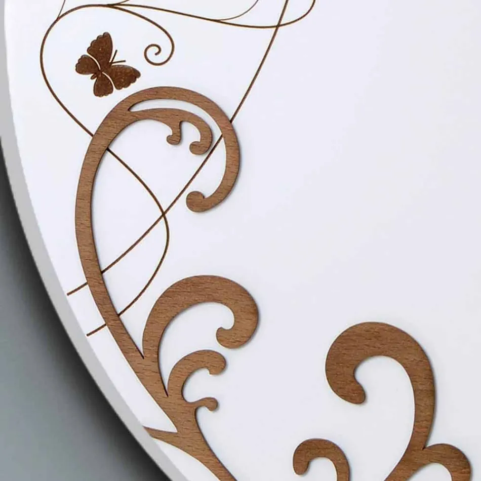 Modern och rund träväggklocka med säsongens designdekor Viadurini