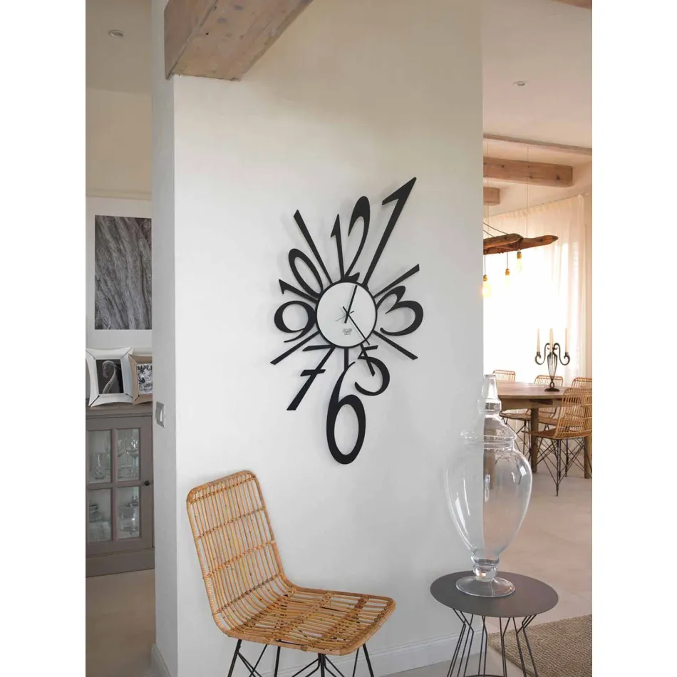Väggklocka i svart järn eller aluminium design gjord i Italien - Ocean Viadurini