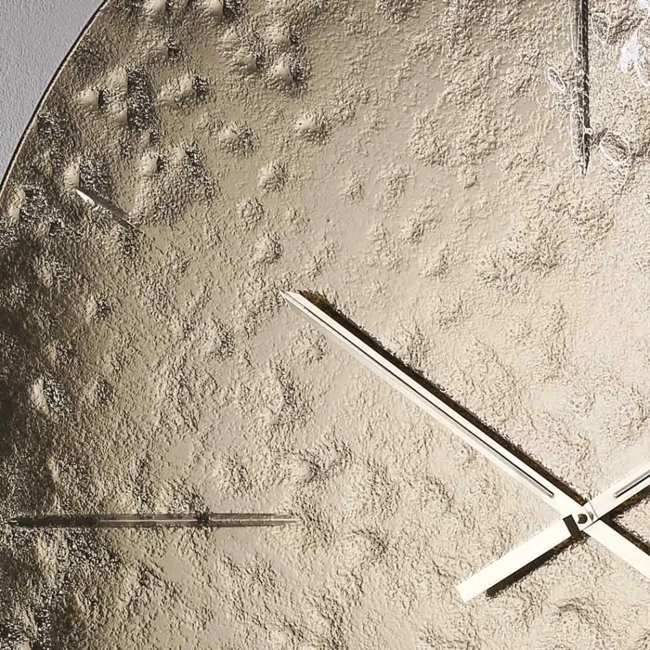 Vågig väggklocka i smält glas med mässingsvisare - Radia Viadurini