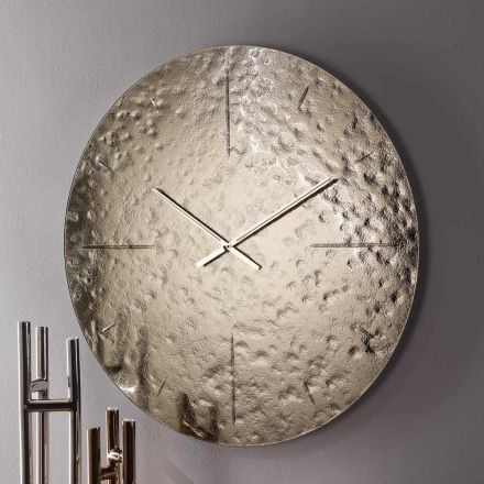 Vågig väggklocka i smält glas med mässingsvisare - Radia Viadurini