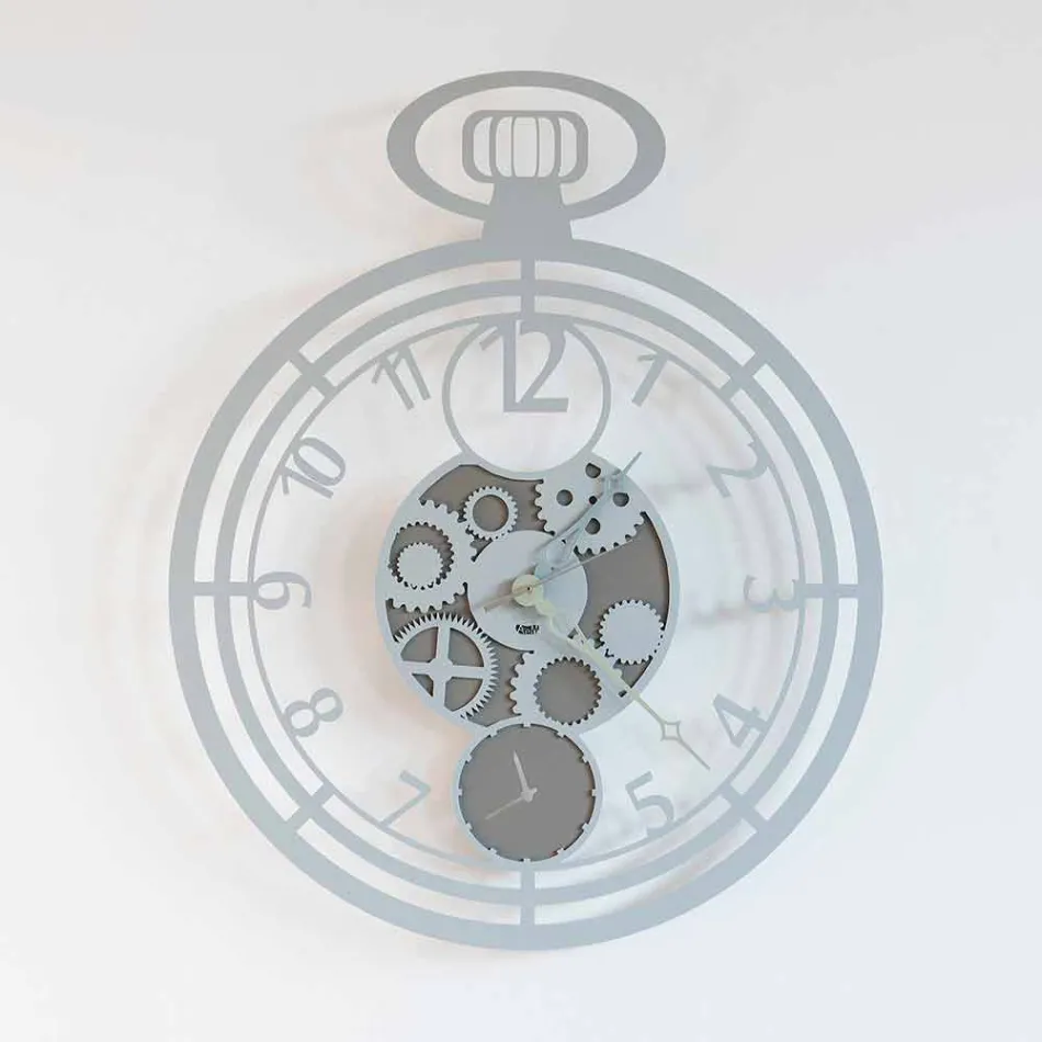 Modern cirkulär väggklocka i färgat järn tillverkat i Italien - körsbär Viadurini