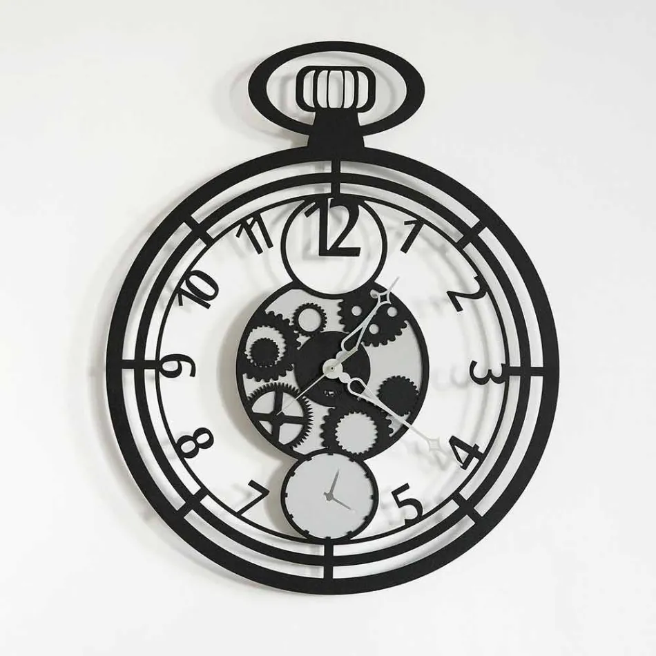 Modern cirkulär väggklocka i färgat järn tillverkat i Italien - körsbär Viadurini