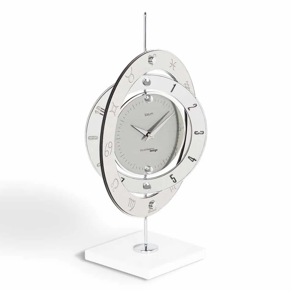 Clock modern design bord Pluto, tillverkad i Italien Viadurini