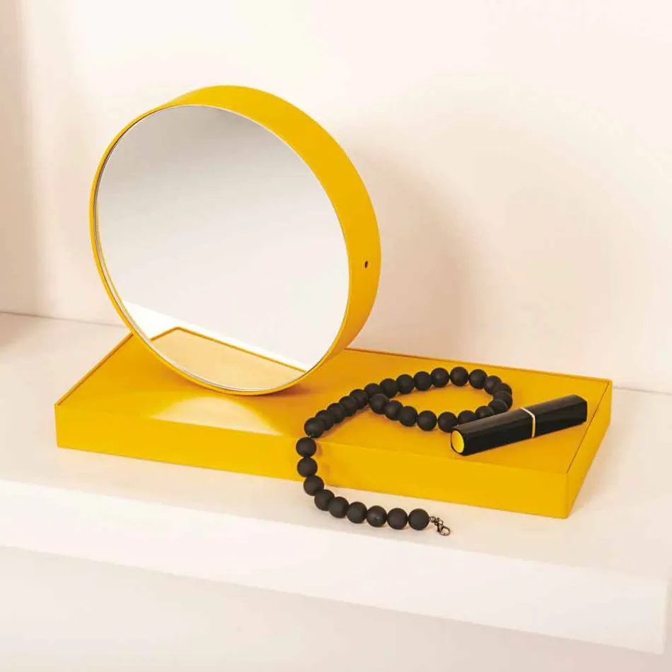 Vridbar bordsklocka med stålspegel tillverkad i Italien - förtjänstfull Viadurini