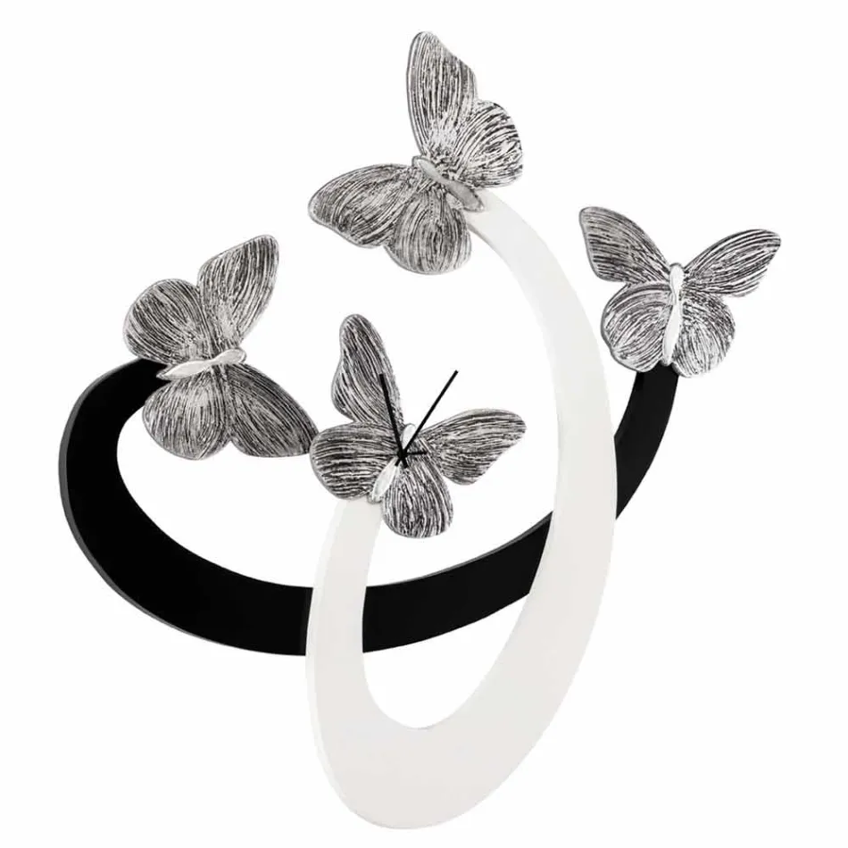 Designer väggklocka elfenben / svart handgjord i Italien Zenia Viadurini