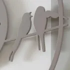 Stor modern väggklocka i färgat rund trä - fåglar Viadurini