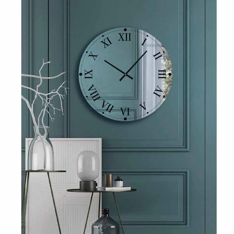 Rund väggklocka i spegelkristall Tillverkad i Italien - Utrustning Viadurini