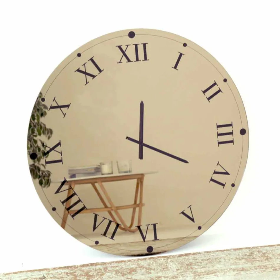 Rund väggklocka i spegelkristall Tillverkad i Italien - Utrustning Viadurini