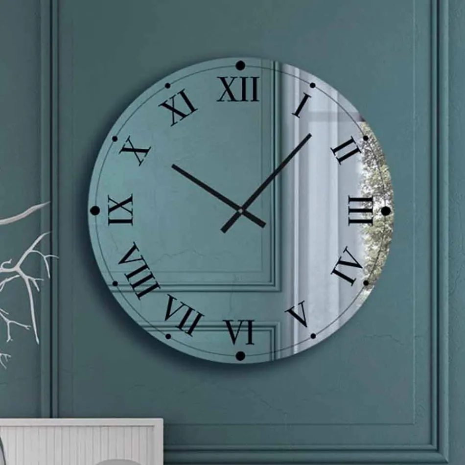 Rund väggklocka i spegelkristall Tillverkad i Italien - Utrustning Viadurini