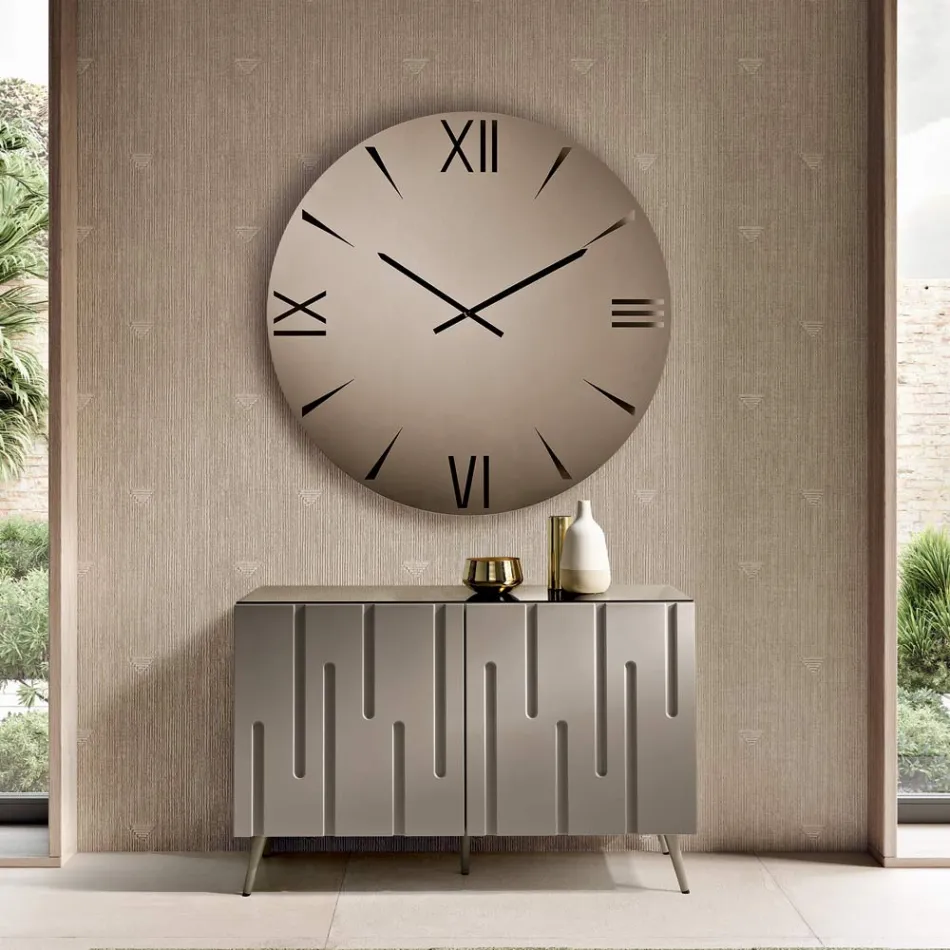 Rund spegelglasklocka med lasergraverade siffror - Clelia Viadurini