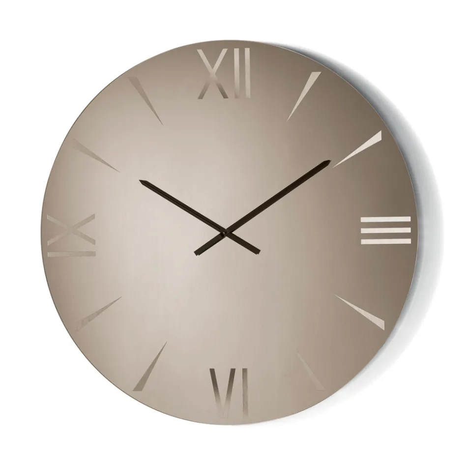 Rund spegelglasklocka med lasergraverade siffror - Clelia Viadurini