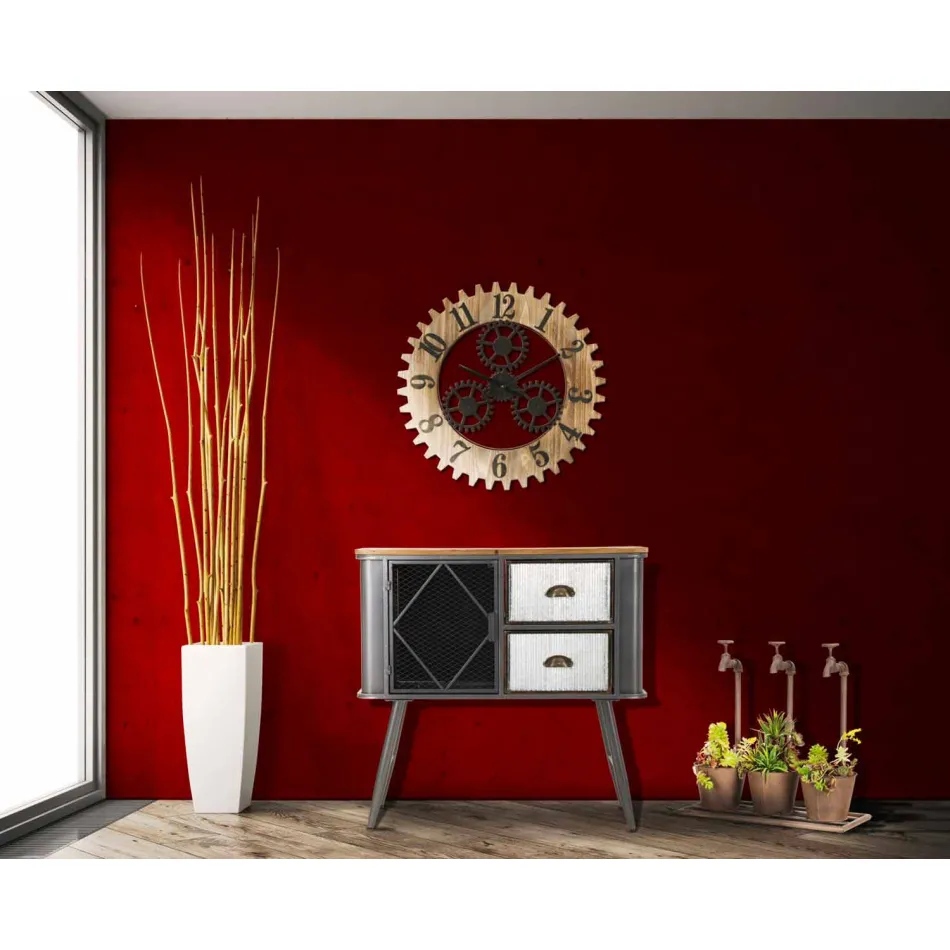 Modern design rund väggklocka i järn och MDF - Gitta Viadurini