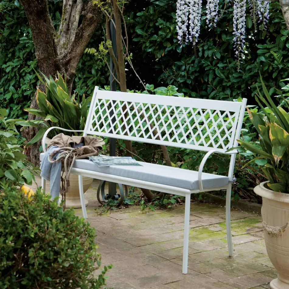 Stapelbar utomhusbänk i galvaniserat stål Tillverkad i Italien - Celia Viadurini