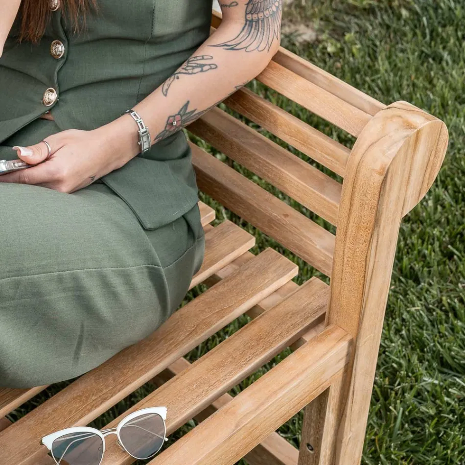 Utomhusbänk tillverkad helt i teak - Ankomst Viadurini