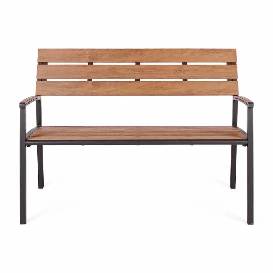 Trädgårdsbänk med struktur i antracit aluminium, Homemotion - Isotta Viadurini