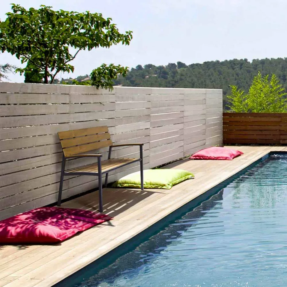 Trädgårdsbänk med struktur i antracit aluminium, Homemotion - Isotta Viadurini